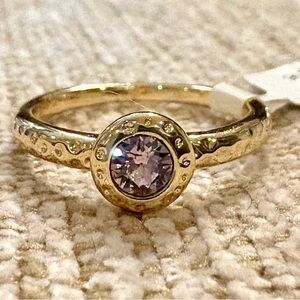 Purple Alexandrite Ring, Gold Bezel Cut, June Birthstone, Size 7